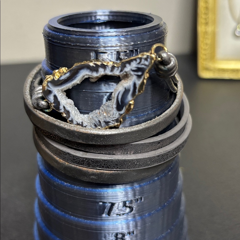 Saachi Silver Leather Geode Multi Layer Boho Brac… - image 7